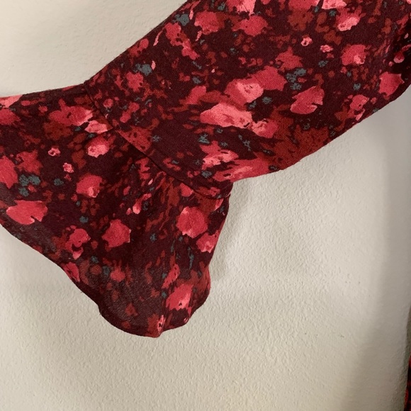 Free People All The Right Ruffle Red Floral Romper - Picture 4 of 8